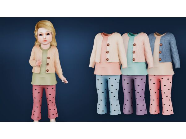 Heart Pattern Casual Outfit Sims 4 CC