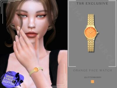 Stylish Orange Face Watch by Glitterberryfly Sims 4 CC