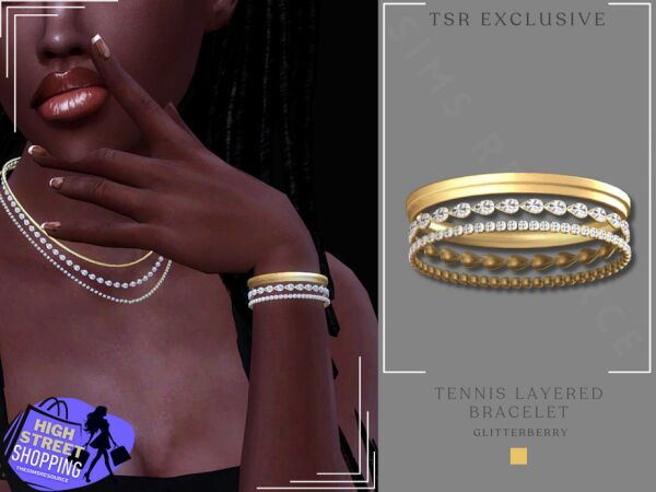 Trendy Tennis Layered Bracelet by Glitterberryfly Sims 4 CC