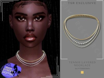 Stylish Tennis Layered Necklace for Women Sims 4 CC