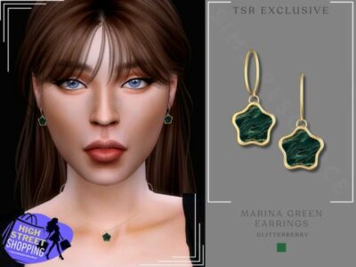 Stylish Marina Green Earrings Sims 4 CC