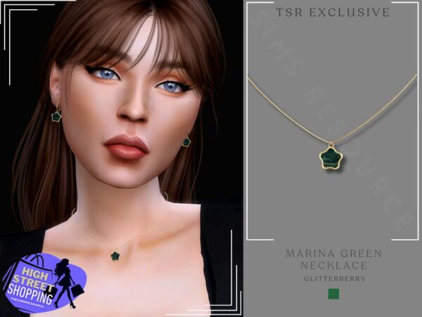 Stunning Marina Green Necklace for Sims Sims 4 CC