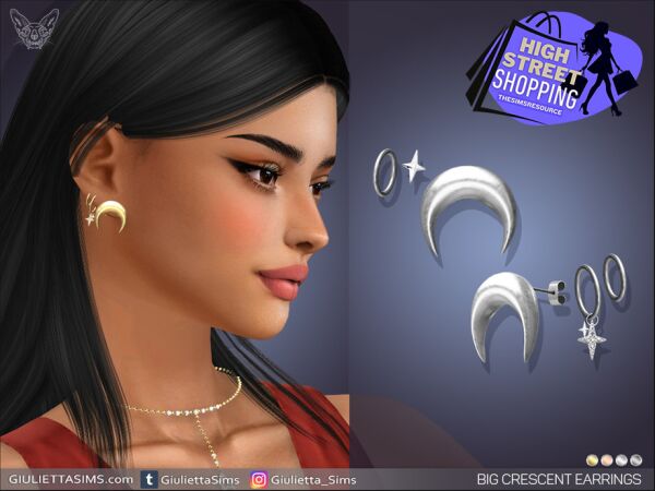 Stylish Big Crescent Earrings Sims 4 CC