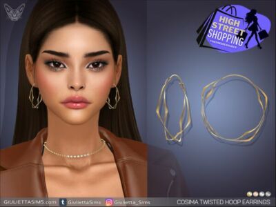 Stylish Cosima Twisted Hoop Earrings Sims 4 CC