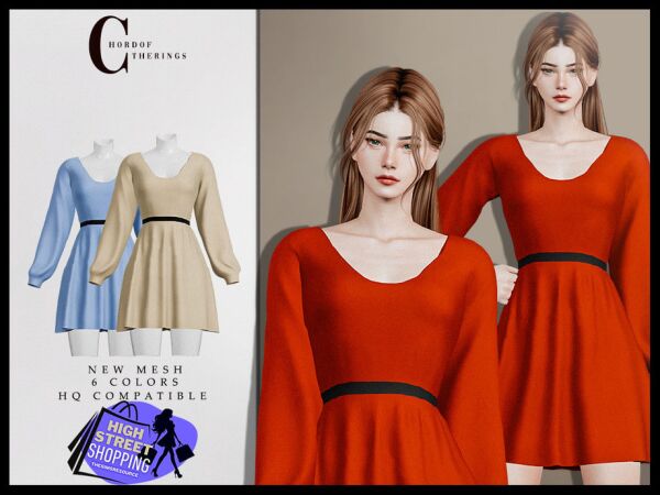 Stylish High Street Shopping Dress D-325 Sims 4 CC