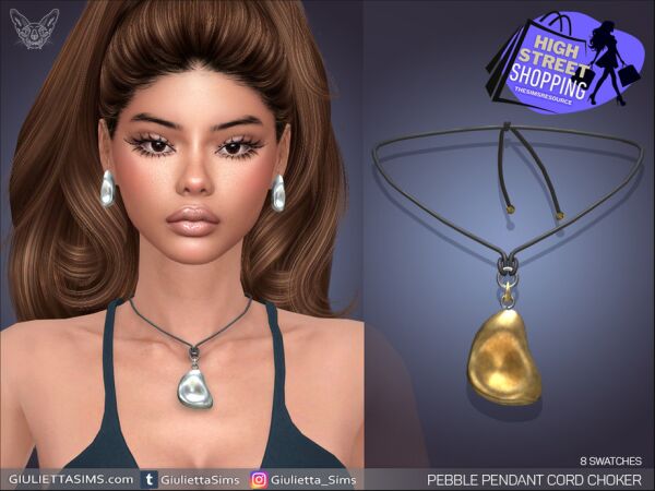 Stylish Pebble Pendant Choker Sims 4 CC