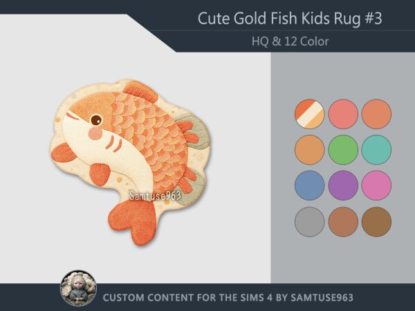 Cute Goldfish Kids Dance Rug for Playful Rooms Sims 4 CC