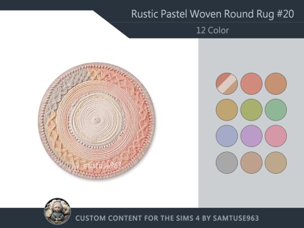 Rustic Pastel Woven Round Dance Rug Sims 4 CC