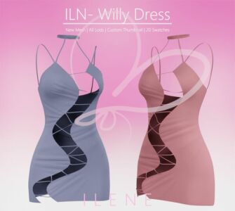 Stylish ILN. Willy Dress by Ilenes4 Sims 4 CC