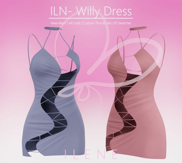 Stylish ILN. Willy Dress by Ilenes4 Sims 4 CC