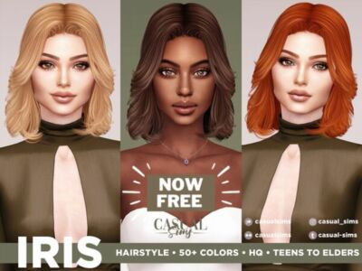 Iris Hairstyle Now Free (Bangs Version) by CasualSims Sims 4 CC