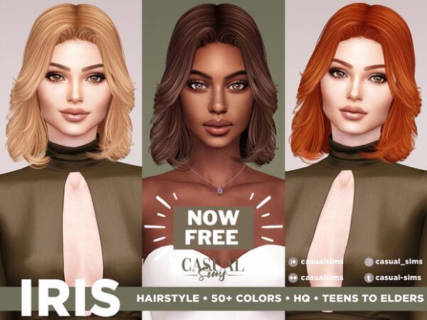 Iris Hairstyle Now Free (Bangs Version) by CasualSims Sims 4 CC