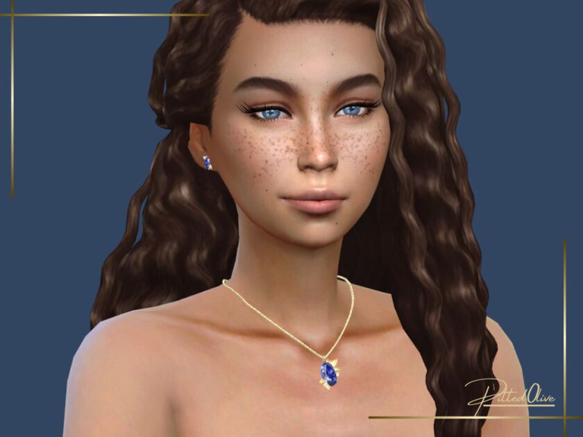 KAI Necklace – Sapphire Pendant with Floral Details Sims 4 CC