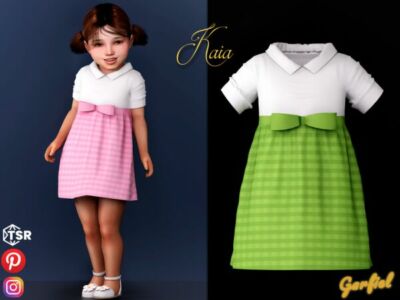 Kaia – Checkered Dress With A BOW Sims 4 CC