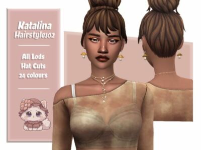 Katalina Hairstyle: Elegant Updo for Sims Sims 4 CC