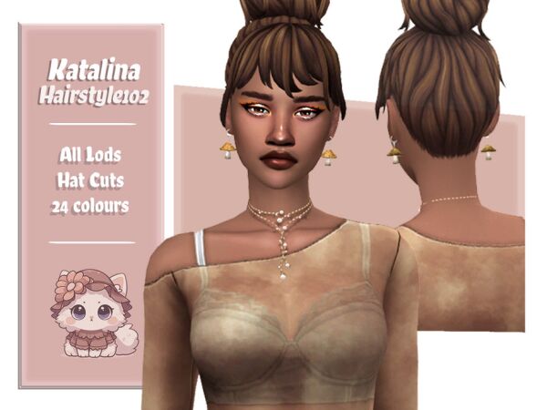 Katalina Hairstyle: Elegant Updo for Sims Sims 4 CC