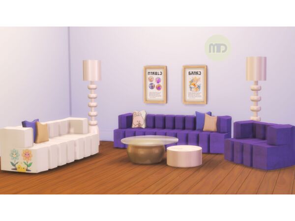 Stylish Kelvin Couch Set by MimiDarling Sims 4 CC