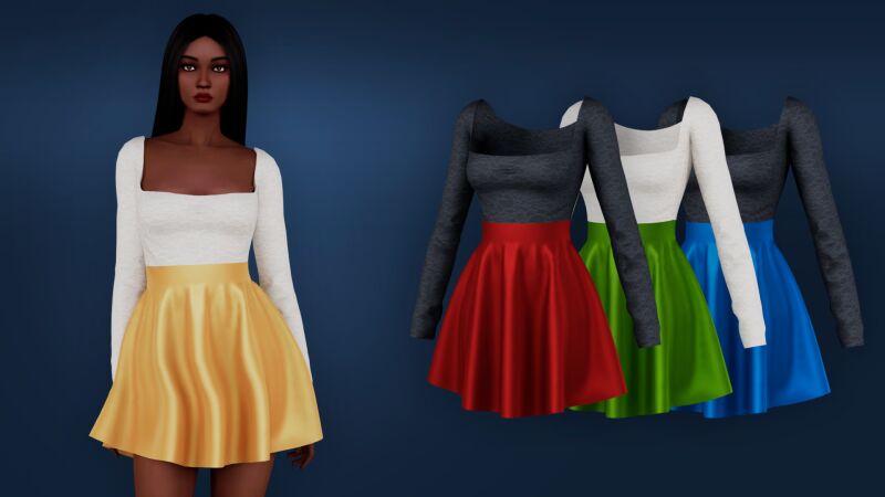 sims 4 cc lace top and bright skirt by mysteriousoo 2