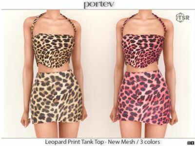 Leopard Print Tank Top By Portev Sims 4 CC