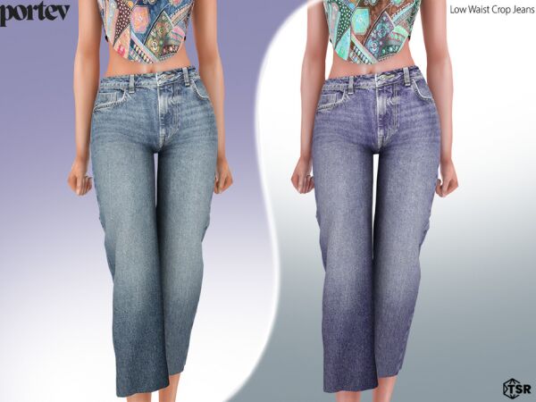 Stylish Low Waist Crop Jeans for Sims Sims 4 CC