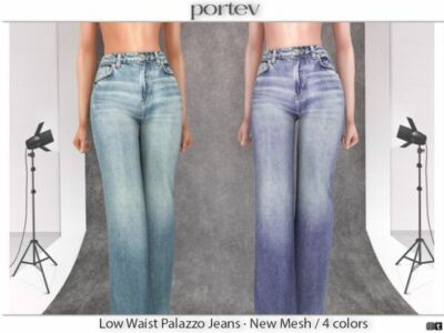 Stylish Low Waist Palazzo Jeans for Sims Sims 4 CC