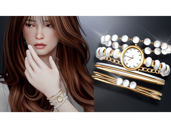 Luxury Gold and Pearl Watch V1 Sims 4 CC