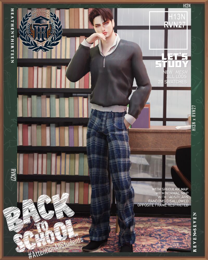 sims 4 cc mens luxurious loose pleated pants winter school uniform by rvn2seven 2