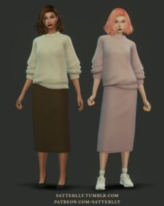 Chic Midi Skirt & Sweater Combo Sims 4 CC