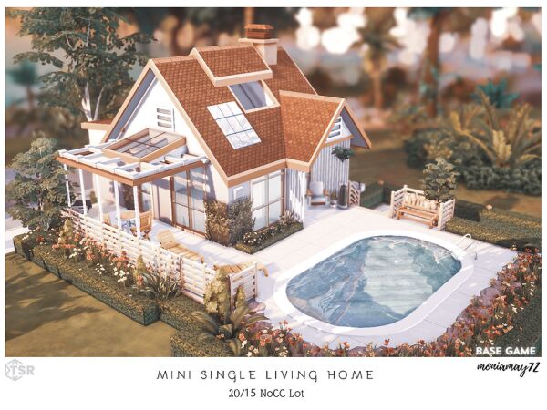 Mini Single Living NoCC Lot Sims 4 CC