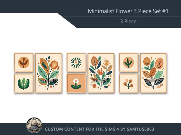 Minimalist Flower 3 Piece Set #1 Sims 4 CC