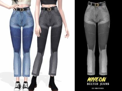 Stylish Miyeon Belted Jeans Sims 4 CC