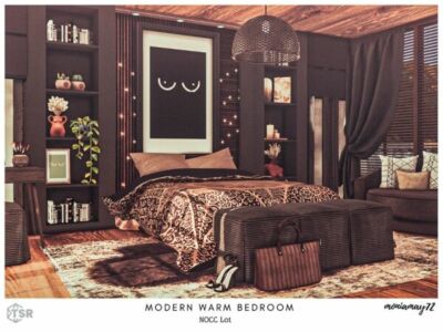 Modern Warm Bedroom Sims 4 CC