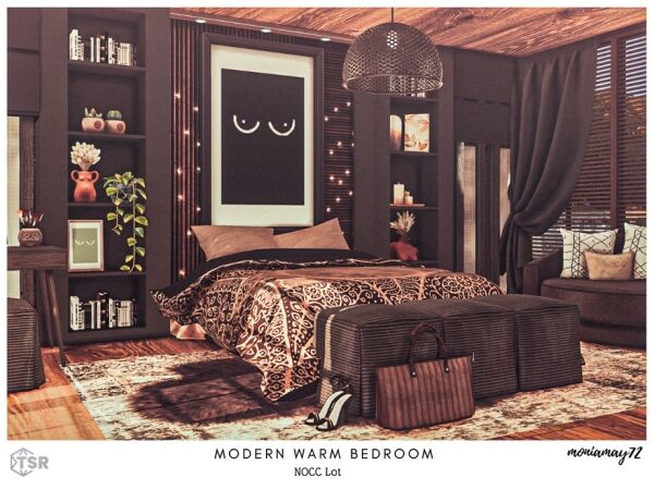 Modern Warm Bedroom Sims 4 CC