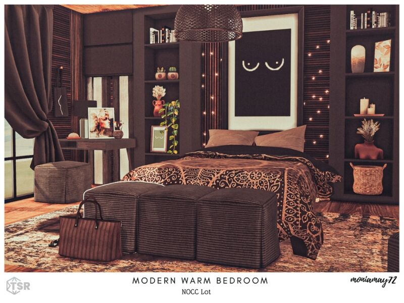 sims 4 cc modern warm bedroom 2