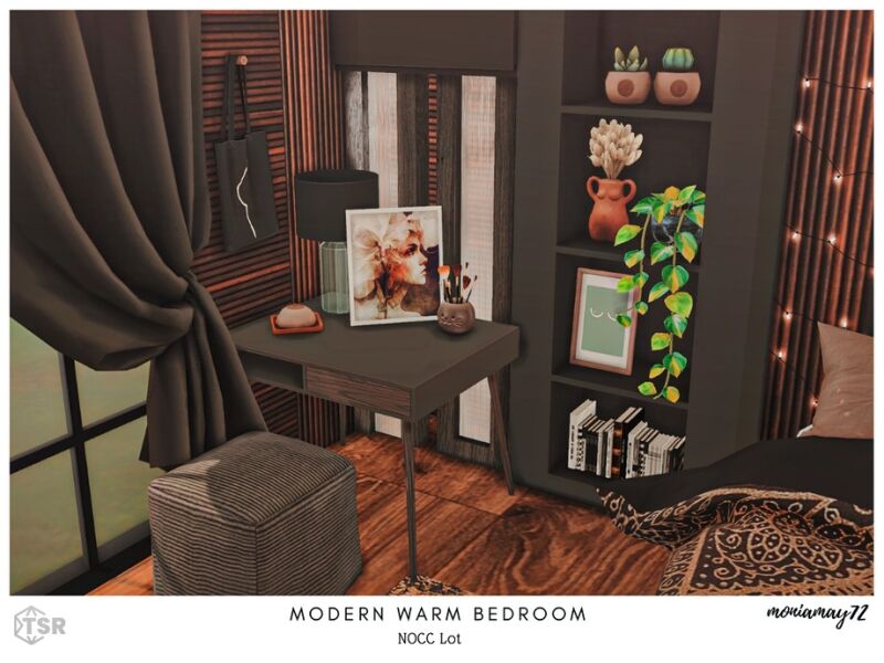 sims 4 cc modern warm bedroom 3