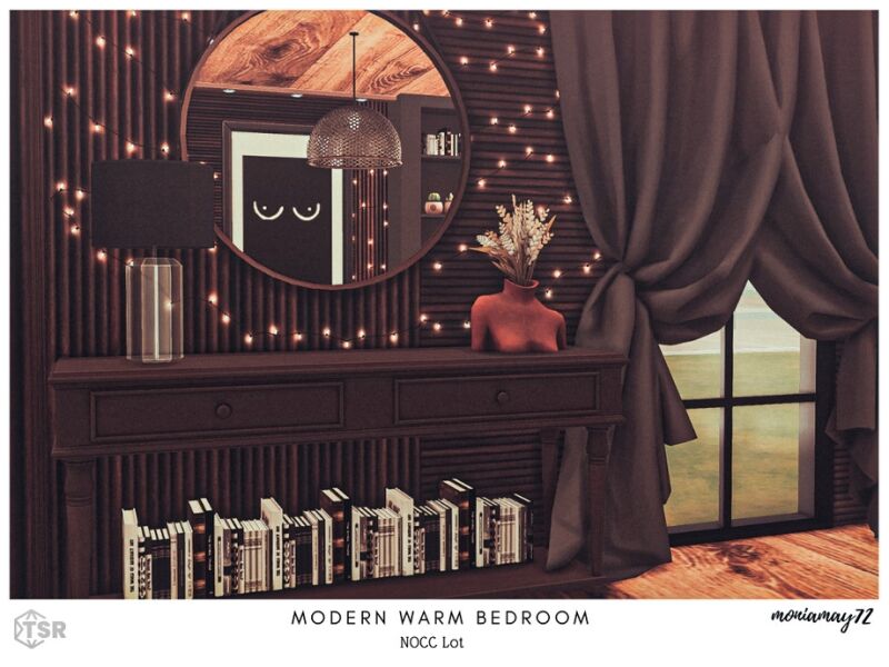 sims 4 cc modern warm bedroom 4