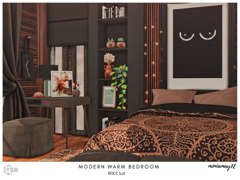 sims 4 cc modern warm bedroom 5