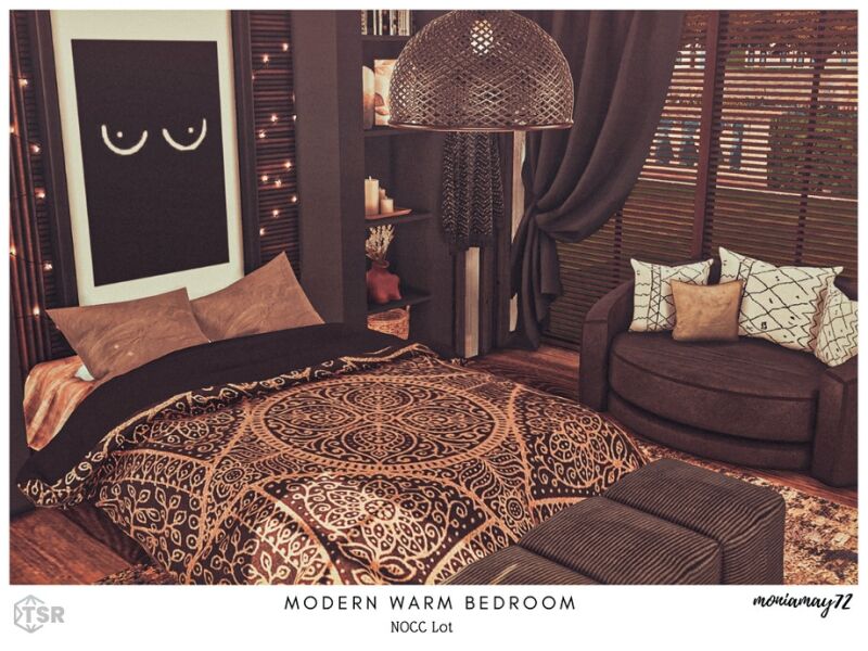 sims 4 cc modern warm bedroom 6