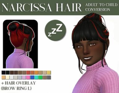 Narcissa Hair + Hair Overlay by Sleepyz Sims 4 CC