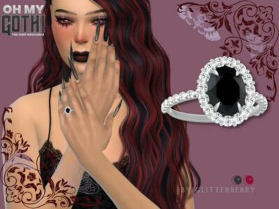 Gothic Black Diamond Engagement Ring Sims 4 CC