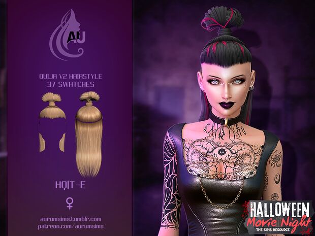 sims 4 cc ouija gothic hairstyle in 3 versions by aurumsims 2