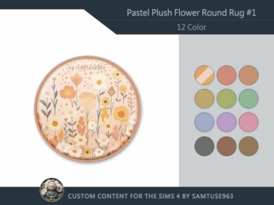 Pastel Plush Flower Round Dance Rug #1 Samtuse963 Sims 4 CC