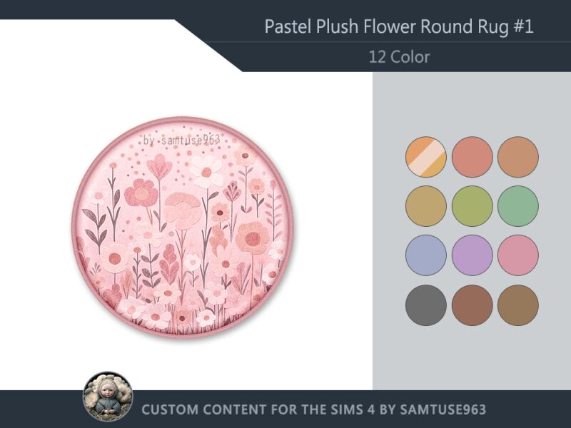 sims 4 cc pastel plush flower round dance rug 1 samtuse963 2