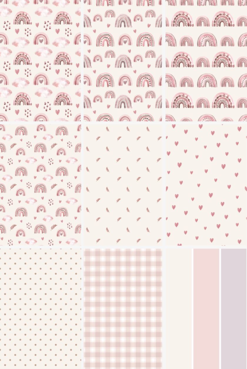 Pink Rainbows Collection | 8 Wallpaper Prints Sims 4 CC