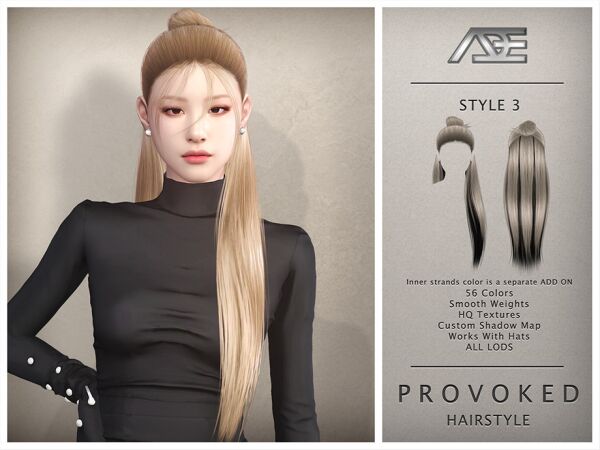 Provoked – Style 3 (Hairstyle) by Ade_Darma Sims 4 CC