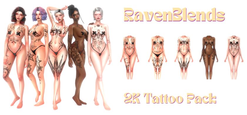 Ravenblends 2K Followers Tattoo Pack Sims 4 CC