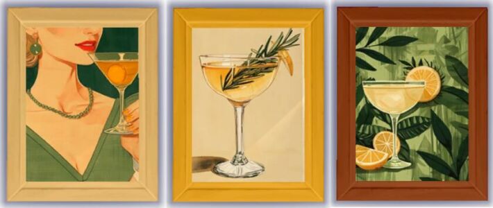 Retro Cocktail Wall Art Sims 4 CC