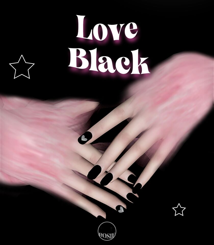 Rosie Love Black Nails Sims 4 CC