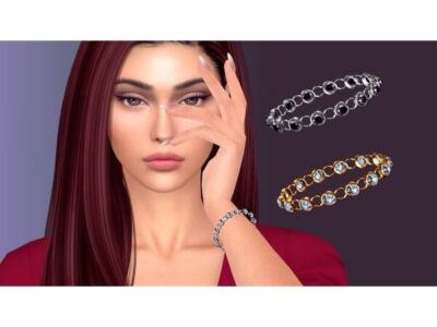 Round Bezel Crystal Bracelet by NataliS Sims 4 CC