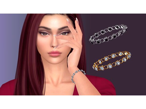 Round Bezel Crystal Bracelet by NataliS Sims 4 CC